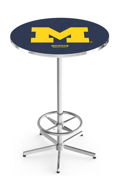 L216 Chrome University of Michigan Wolverines Pub Table