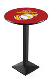 Traditional Red and Yellow Eagle L217 Black Wrinkle United States Marine Corps Pub Table | VFW U.S. Marine Corps Pub Tables