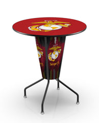 Traditional Red and Yellow L218 United States Marine Corps Lighted Pub Table | LED United States Military Marine Corps Indoor Pub Table