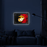 United States Marines Backlit LED Sign | U.S. Marines Backlit Acrylic Sign Traditional Red and Gold