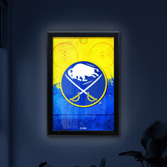 Buffalo  Sabres Backlit LED Light Up Wall Sign | NHL Hockey Team Backlit LED Framed Lite Up Wall Decor Art