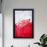Detroit Red Wings Backlit LED Light Up Wall Sign | NHL Hockey Team Backlit LED Framed Lite Up Wall Decor Art