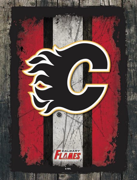 Calgary Flames Barn Wood Wall Art Decor Canvas