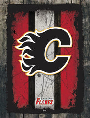 Calgary Flames Barn Wood Wall Art Decor Canvas
