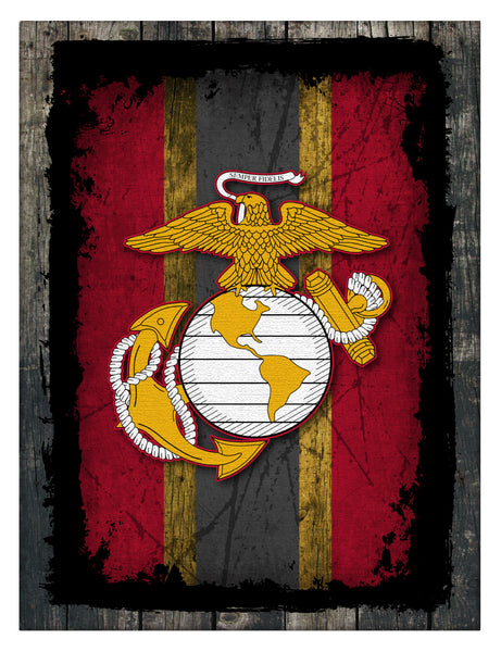 United States Marine Corps Traditional Red and Yellow Logo Canvas