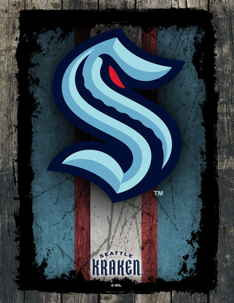 Seattle Kraken Barn Wood Wall Art Decor Canvas
