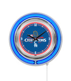 Los Angeles Dodgers 2024 World Series Champions Cup Neon Clock