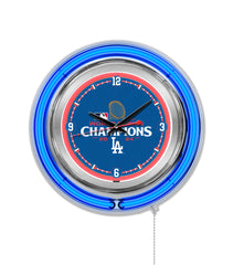 Los Angeles Dodgers 2024 World Series Champions Cup Neon Clock