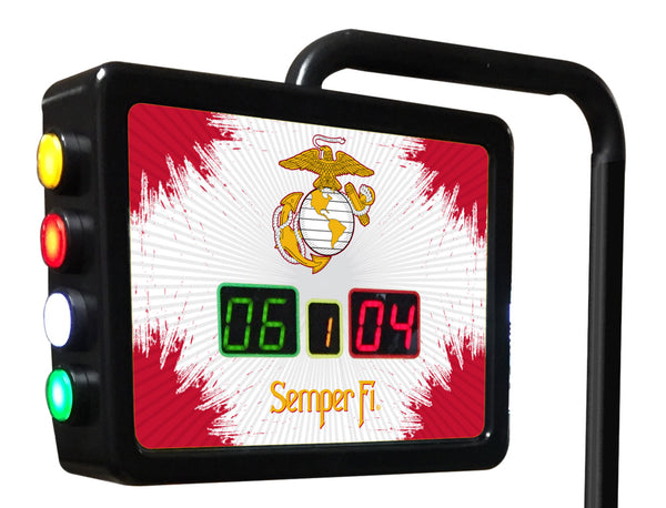 Traditional Red and Yellow US Marine Corps Electronic Shuffleboard Table Scoreboard