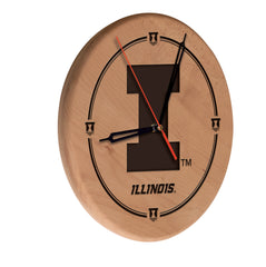 Illinois Fighting Illini Engraved Wood Clock