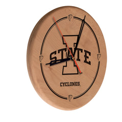 Iowa State Cyclones Engraved Wood Clock