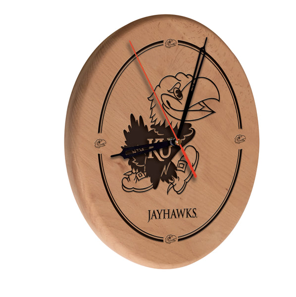 Kansas Jayhawks Engraved Wood Clock