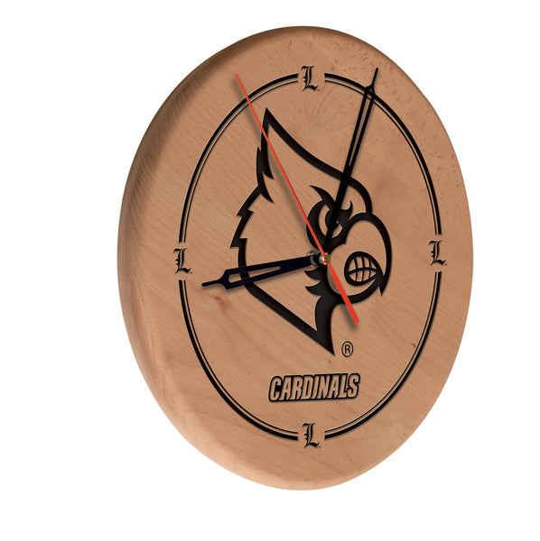 Louisville Cardinals Engraved Wood Clock