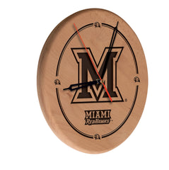 Miami University RedHawks Laser Engraved Wood Clock