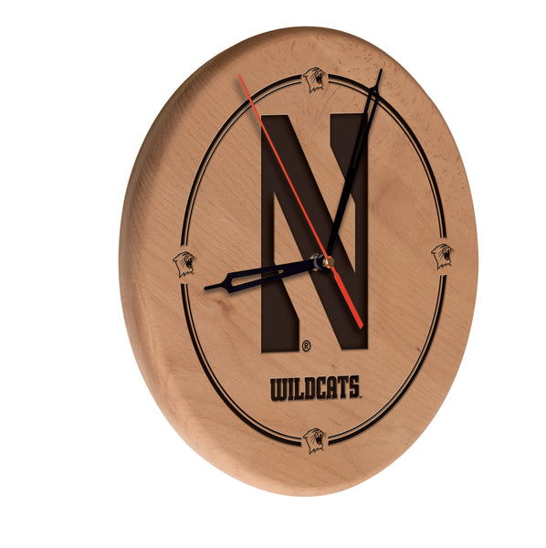 Northwestern Wildcats Engraved Wood Clock