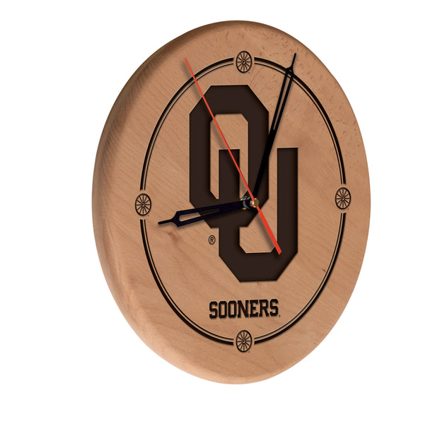 Oklahoma Sooners Engraved Wood Clock