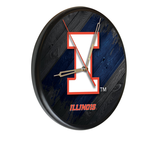 Illinois Fighting Illini Printed Wood Clock
