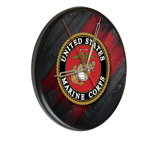 United States Marine Corps Printed Wood Clock