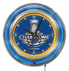 15" St. Louis Blues Stanley Cup Champions Officially Licensed Logo Neon Clock Hanging Wall Decor