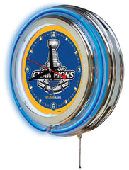 15" St. Louis Blues Stanley Cup Champions Officially Licensed Logo Neon Clock Hanging Wall Decor