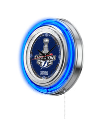 2021 Stanley Cup Champions Tampa Bay Lightning 15" Neon Clock Hanging Wall Decor