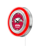 15" Arkansas Razorbacks Neon Clock
