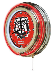 Georgia Bulldog Officially Licensed Logo 15" Neon Clock Wall Decor
