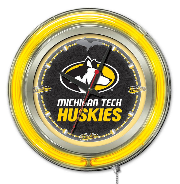 15" Michigan Tech Neon Clock | MTU Huskies Retro Neon Clock