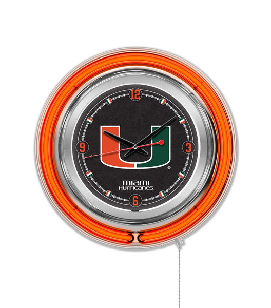 15" Miami Hurricanes Neon Clock