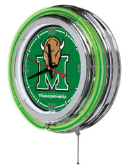 Marshall University Thundering Herd Officially Licensed Logo Neon Clock Wall Decor Side View