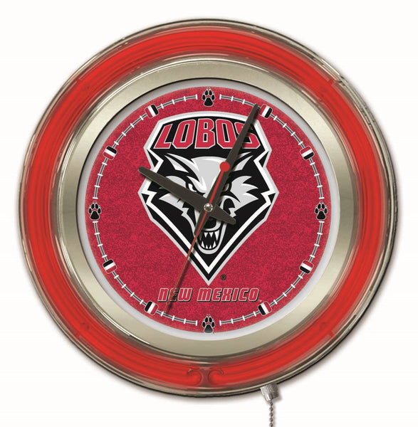 15" New Mexico Neon Clock | UNM Lobos Retro Neon Clock