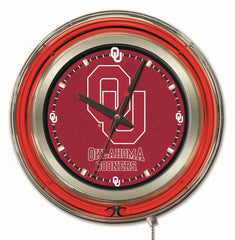 Oklahoma Sooners Officially Licensed Logo 15" Neon Clock Wall Decor