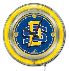 South Dakota State University Jackrabbits Officially Licensed Logo 15" Neon Clock Hanging Wall Decor