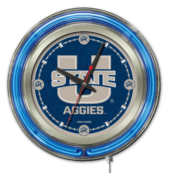 15" Utah State Aggies Neon Clock