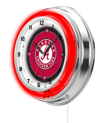 19" Alabama Crimson Tide Retro Neon Clock Man Cave Decor