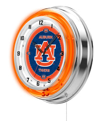 Auburn University Officially Licensed Logo Neon Clock