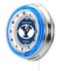 19" BYU Cougars Officially Licensed Logo Neon Clock Wall Decor