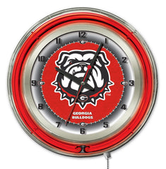 UGA Bulldogs Officially Licensed Logo Neon Clock Wall Decor