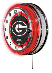 Georgia Bulldogs Officially Licensed Logo Neon Clock Wall Decor