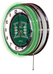 Hawaii Rainbow Warriors Officially Licensed Logo Neon Clock Wall Decor