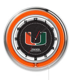 19" Miami Hurricanes Neon Clock