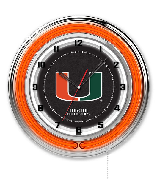 19" Miami Hurricanes Neon Clock