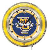 19" Marqutte Neon Clock | MU Golden Eagles Retro Neon Clock