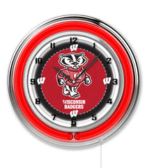 University of Wisconsin Badgers Officially Licensed Logo Neon Clock Wall Decor
