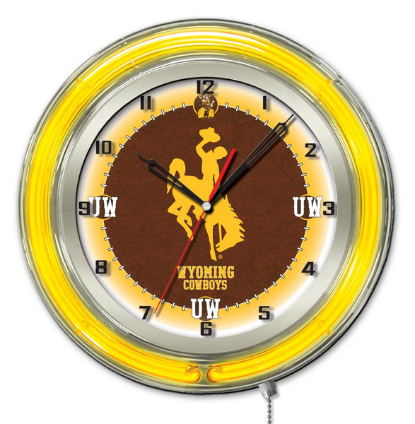 19" Wyoming Cowboys Neon Clock