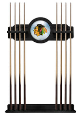 Chicago Blackhawks Cue Rack with Black Finish