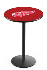 L214 Black Wrinkle Detroit Red Wings Pub Table