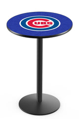 Chicago Cubs L214 Black Wrinkle Major League Baseball Pub Table