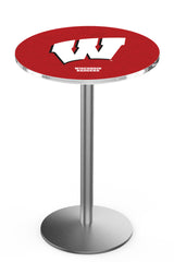 L214 Stainless Wisconsin Badgers W Script Pub Table