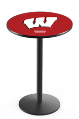 L214 Black Wrinkle University of Wisconsin W Script Pub Table by Holland Bar Stool Company